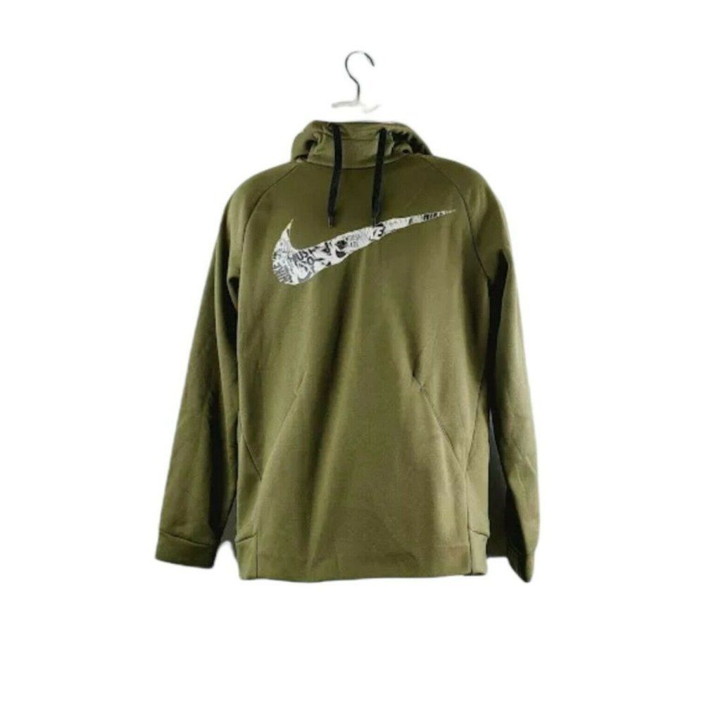 Nike Mens Olive Green 932007-395 Dry Fit Long Sleeves Pullover Hoodie Size S